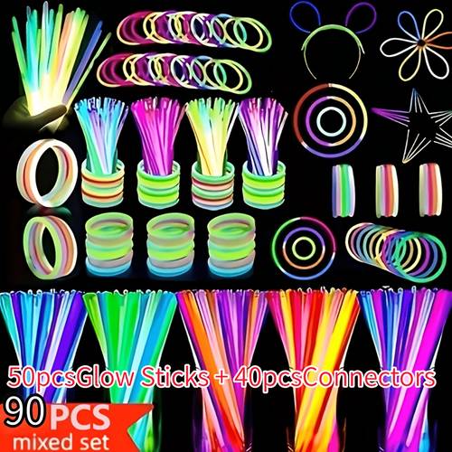 imagen del artículo Set Mezclado de Barras Luminosas Multicolor (50 Barras Luminosas y 40 Adiciones de Conexión), Barras Neón, Barras Fluorescentes que en para Artículos de - para Letreros, Pulseras y Decoraciones de / s