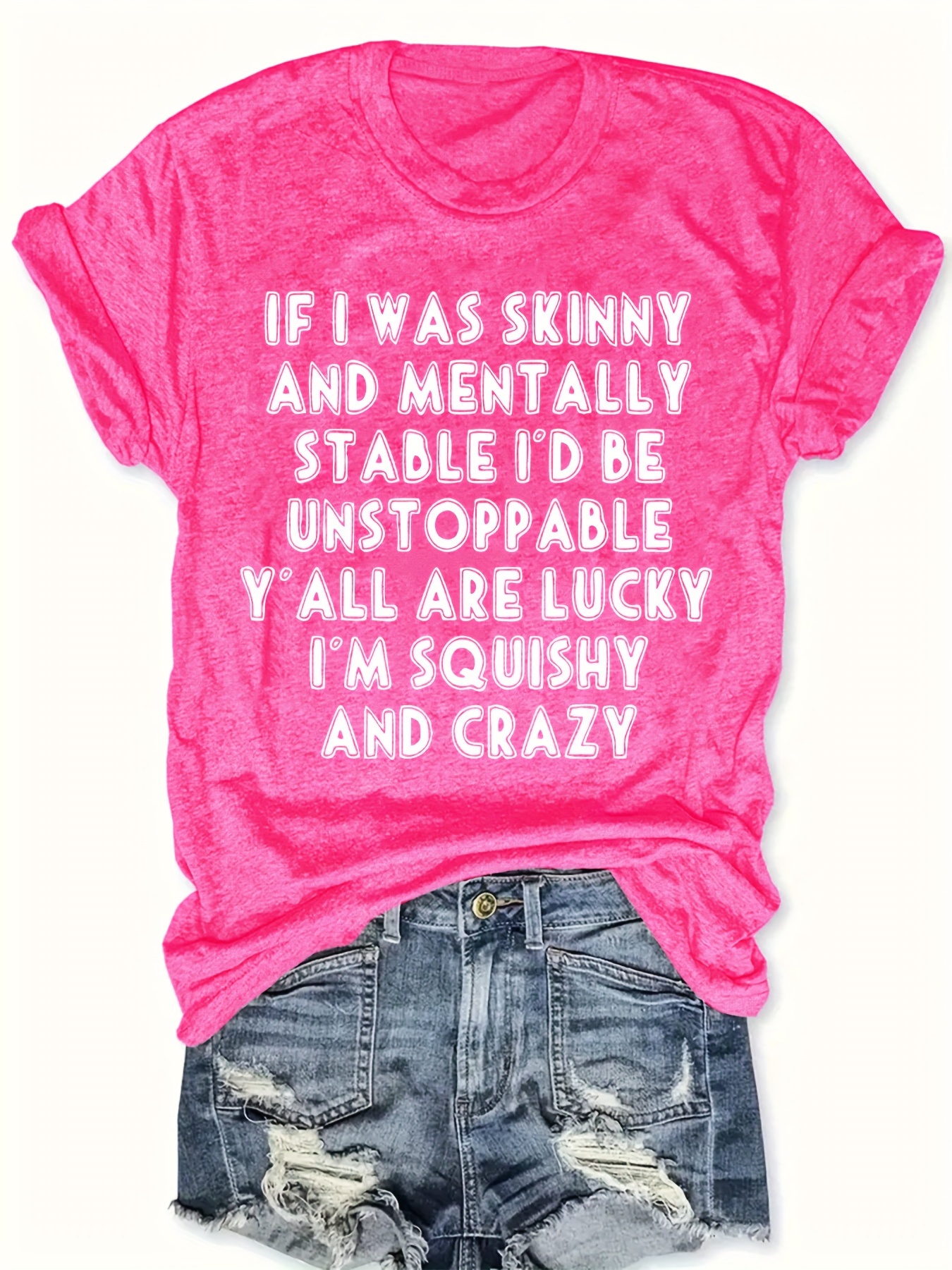 Plus Size Letter Print T-shirt, Casual Crew Neck Short Sleeve Top For Spring & Summer, Women's Plus Size Clothing