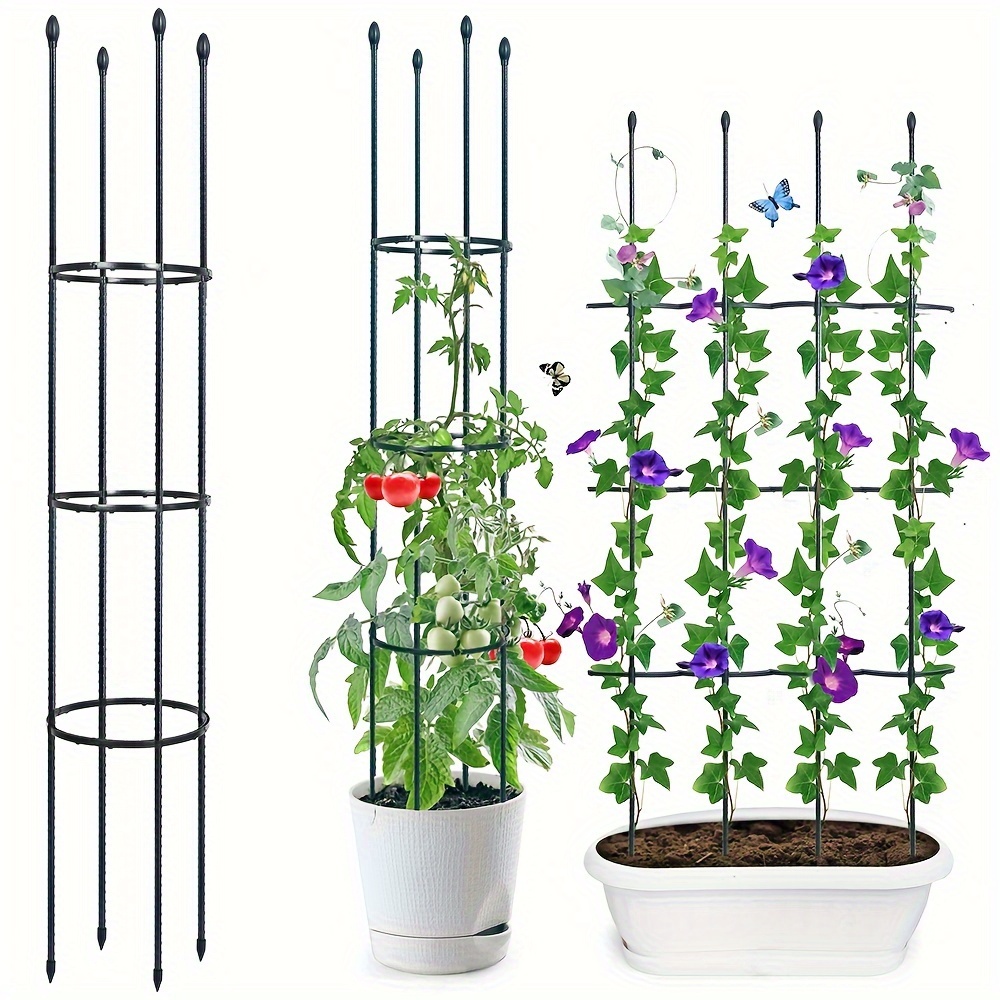 

3-pack Plastic Garden Trellis For Climbing Plants - Sturdy Plant Support Cages For Tomato, Vegetables, Rose, Bean, Flowers - Indoor/outdoor Stackable Adjustable Plant Stakes For Pots And Ground