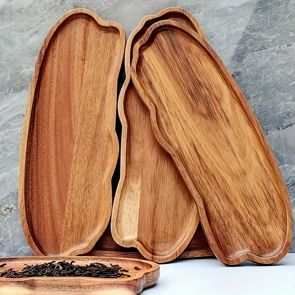 

Premium Acacia Wood Serving Tray - Irregular Oval Design For Desserts, Snacks, Fruits & Appetizers - Perfect For Home Decor & Holiday Celebrations