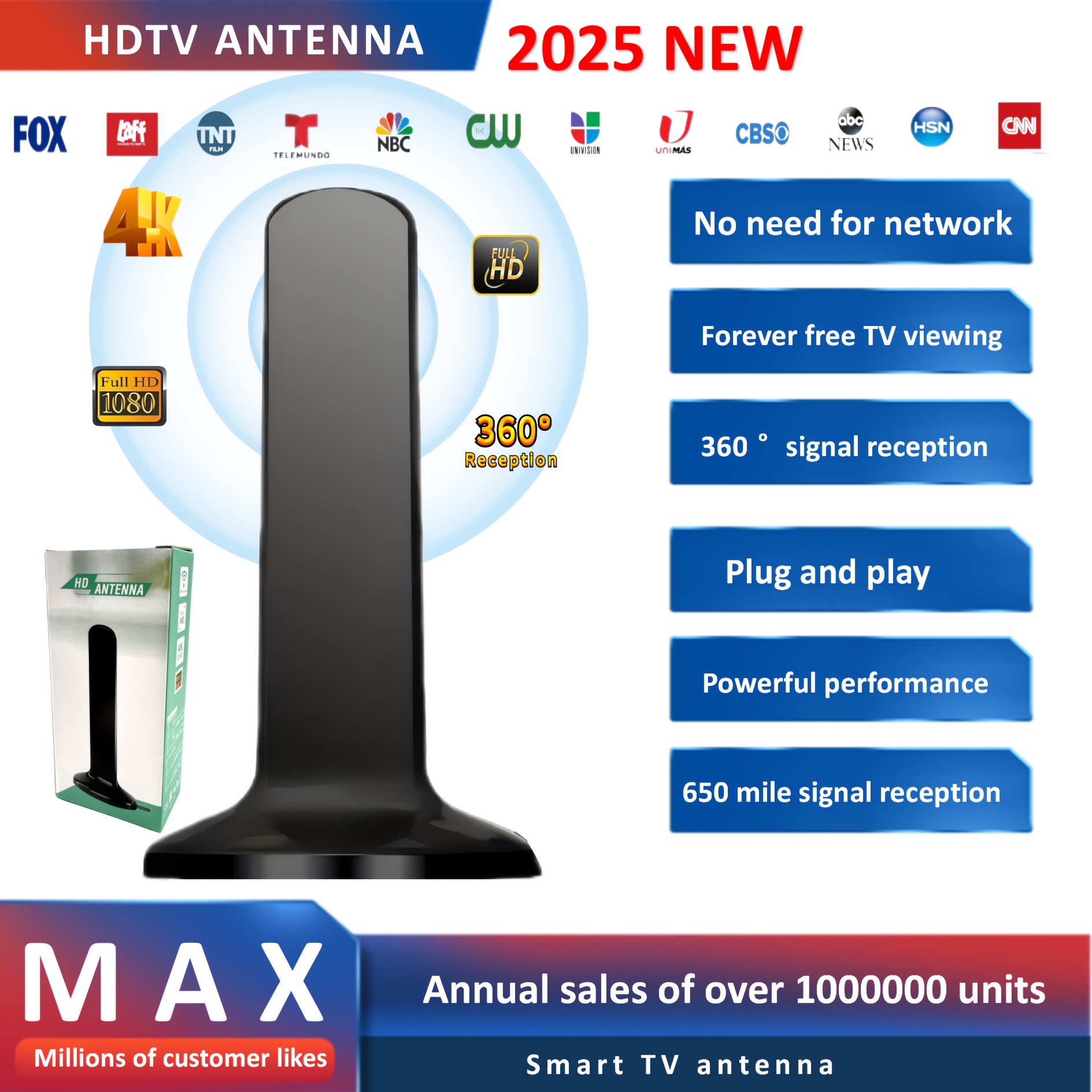 2026 antena de tv digital 4k/1080 hd uso Temu Portugal