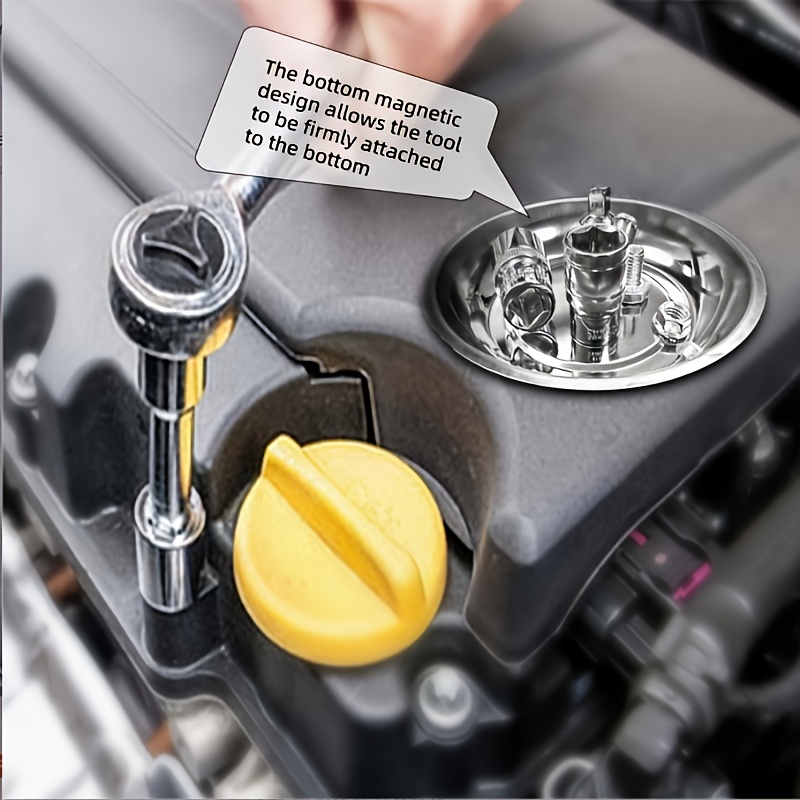 Magnetic Parts Tray, Stainless Steel Magnetic Tool Tray, Round Magnetic Tray, Suitable for Fixing Nuts, Screws, Metal Parts