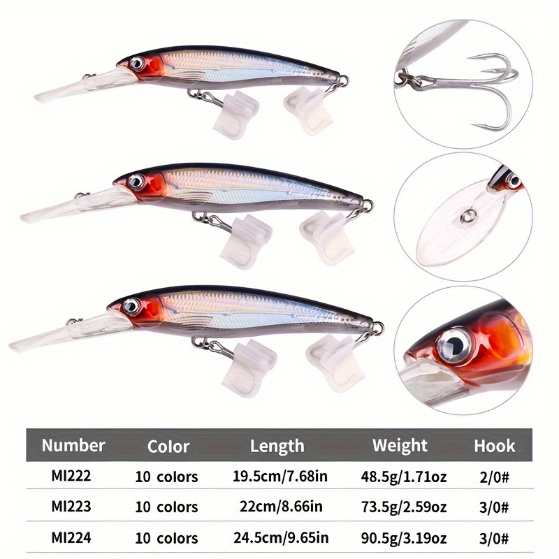 OriGlam Lot de 10 leurres de pêches artificielles en plastique à aspect