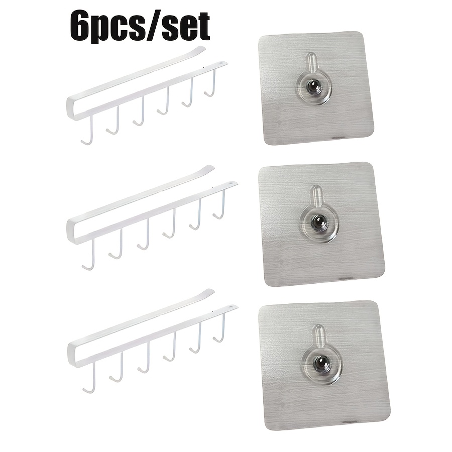 TEMU Wall-mounted Hat Organizer, Iron Storage Hanger With 6 Hooks, Portable Multi-functional Storage Hanger, Over-the-door Hat Rack, Wardrobe