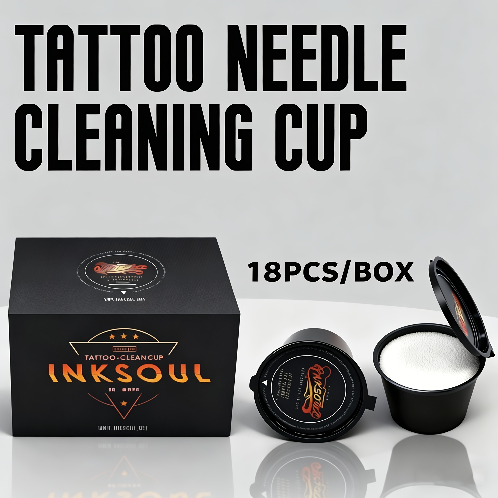 Image of 18pcs/box Tattoo Integrated Needle Cleaning Cup, Cleaning Integrated Needles , Mixing, Rinsing, Diluting And Drying Ink, Professional Cleaning Pen Tip Rinsing Dipped In Cleaning Products