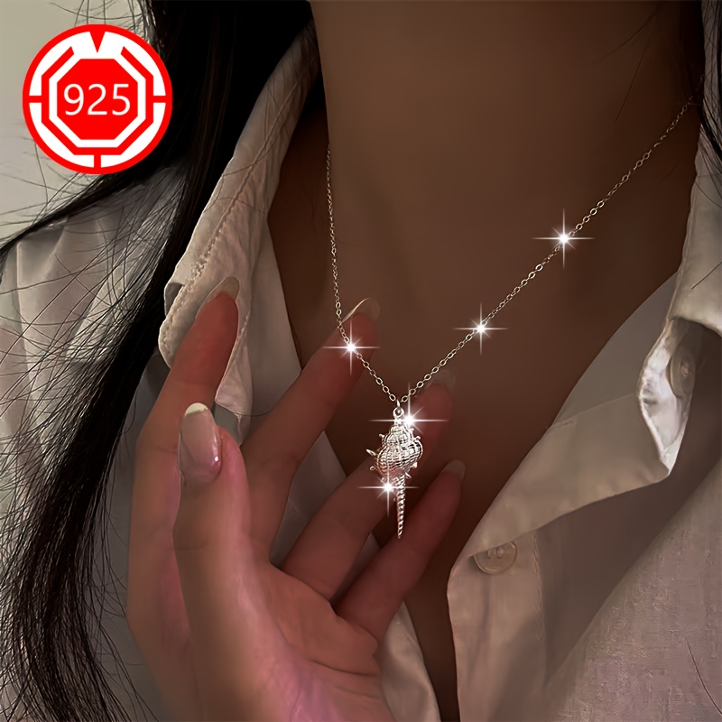 925 Silver Minimalist Conch Pendant Necklace