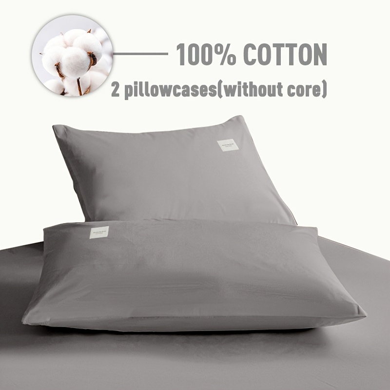 Image of 2-pack 100% Cotton Solid Color Pillowcases, Envelope , Includes 2 Pillowcases (pillow Inserts Not Included), Multiple Colors , Bedroom Dorm Living Room Bedding, Home Decor