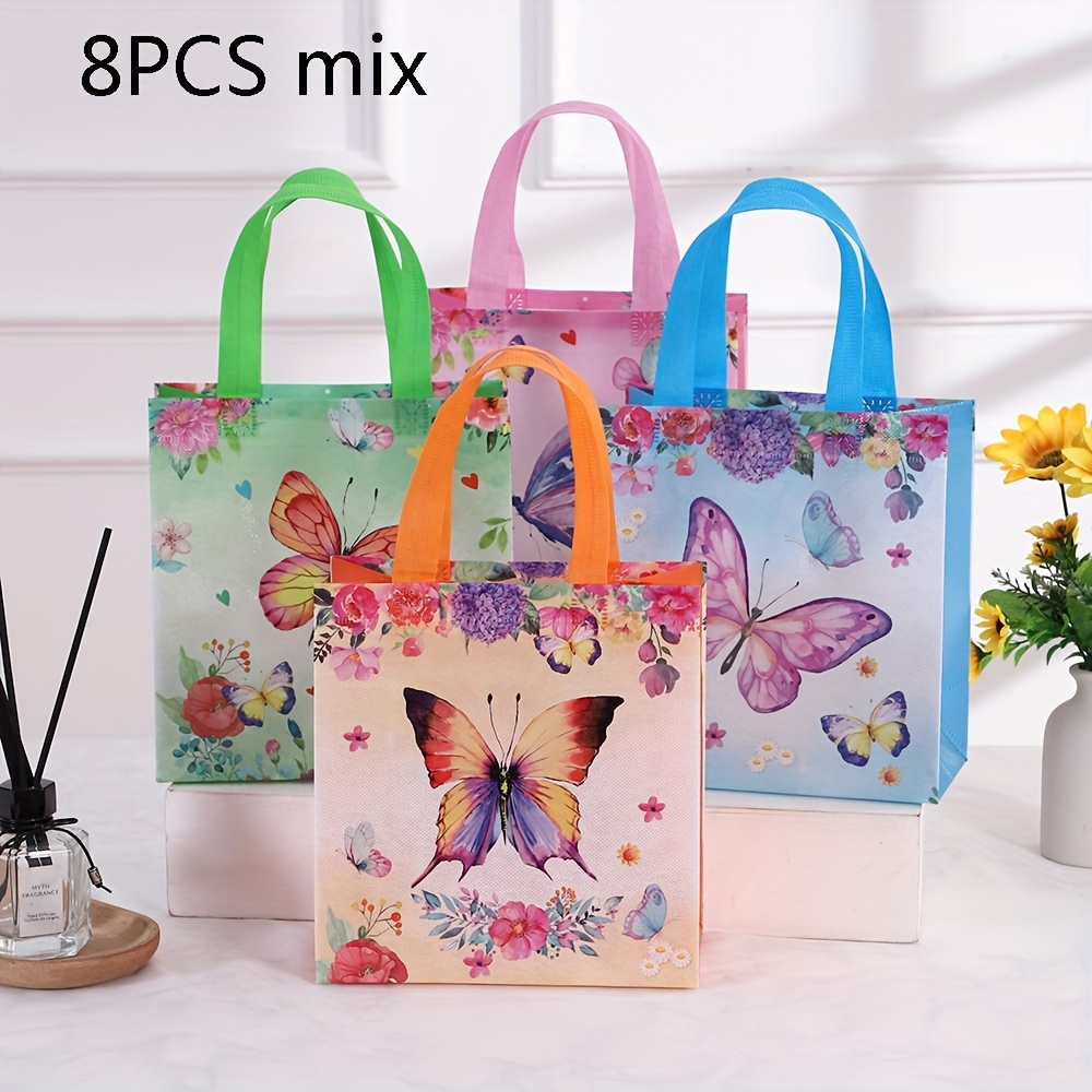Image of 4/8/12pcs 23*22*11cm Non Woven Printed Series Gift Bags, Tote Bags, Birthday Gift Bags, Graduation Gift Bags, Etc., Durable Shopping Bags, Suitable For Occasions, Reusable Wedding Gift Bags