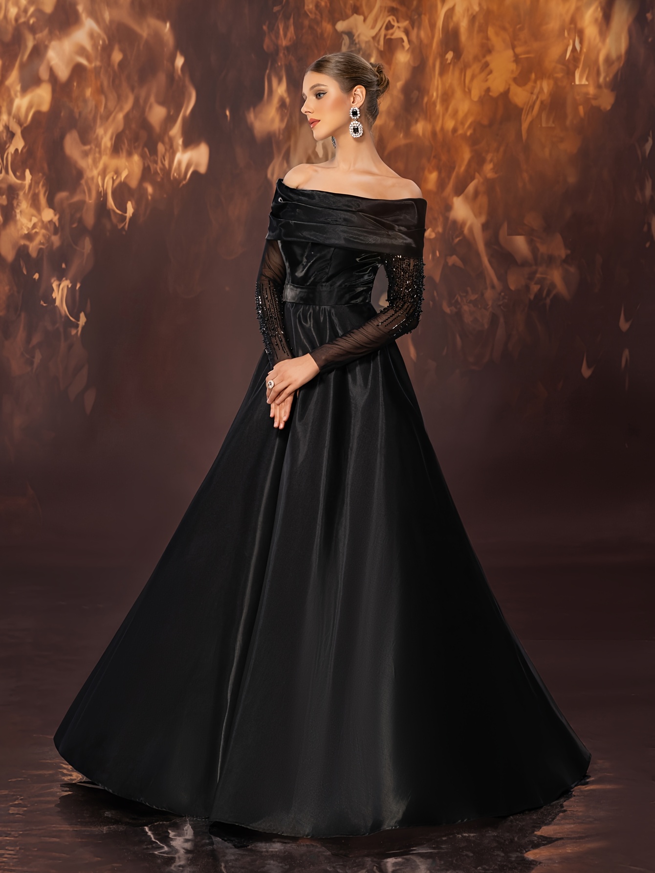 ladies formal ball evening gown elegant mesh nail - Temu Oman