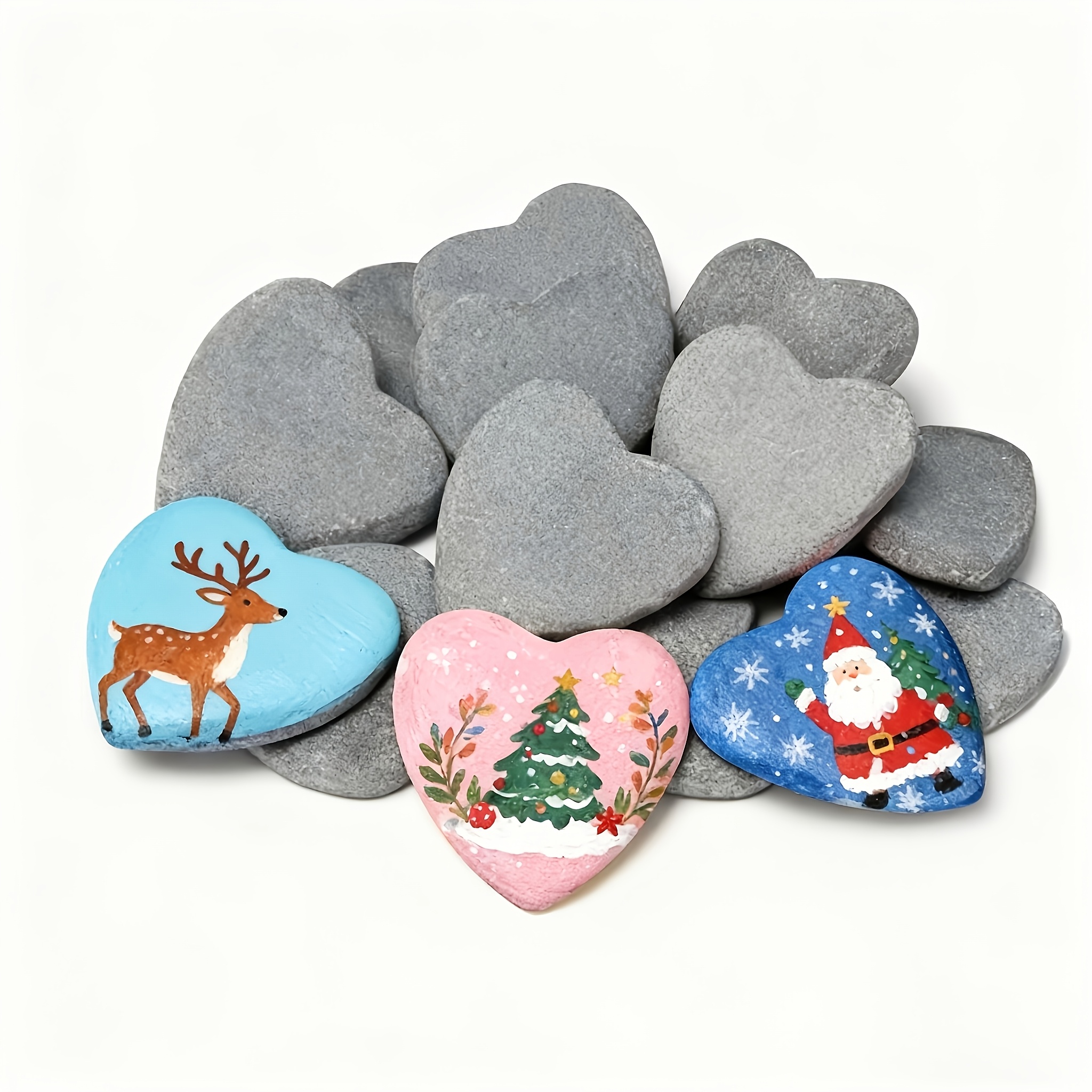 8/16pcs Heart-shaped Painted Stones – Stones, Flat Stones For Diy Arts And Crafts, Ideal For Holiday Gift Decorations And Creative Painting Projects