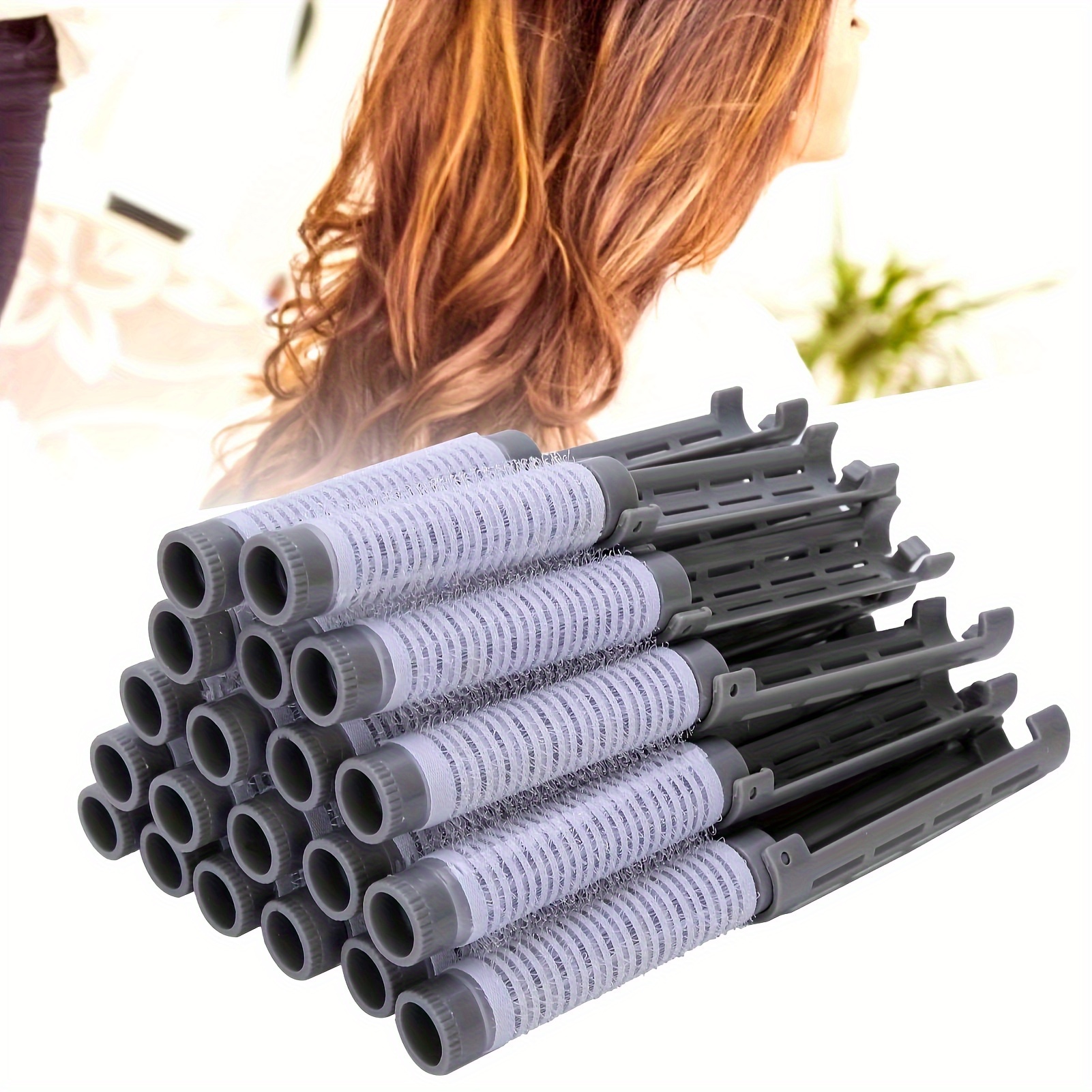 

20pcs Hair Straightening Rods Fluffy Hair Straightening Rods Curlers Hairdressing Tools Kit Gray