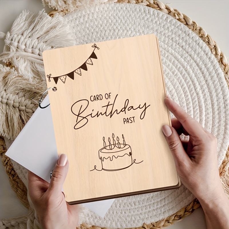 1* Wooden Cover Birthday Card Organizer, a Greeting Card Book with Rings, a  Birthday Photo Binder to Keep Memories, a Wooden Holder for Keepsake  Albums, And a Cover for Collecting Birthday Cards