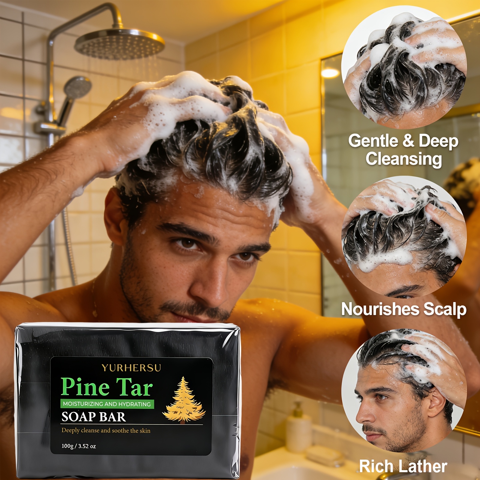 Soap Bar - Seed Oil, Rich Foam, 3-in-1 For Face, Hair & Body, Moisturizing & Nourishing Skin & Hair Care, For