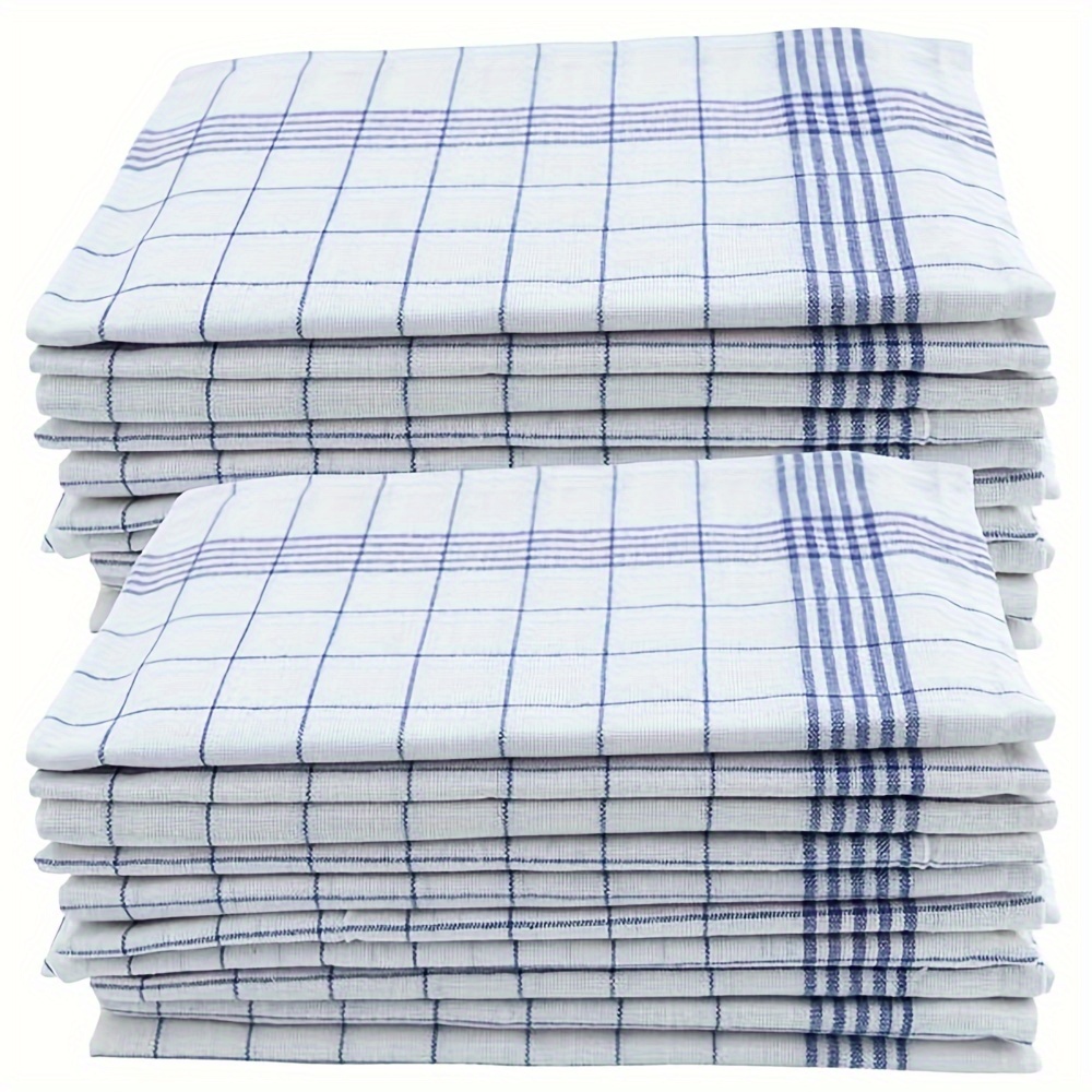 12pcs Classic Plaid Dish Towels - Ultra-Soft Microfiber Cleaning Cloths with Red & White Checkered Pattern, Durable & Absorbent for Kitchen, Bathroom, Living Room