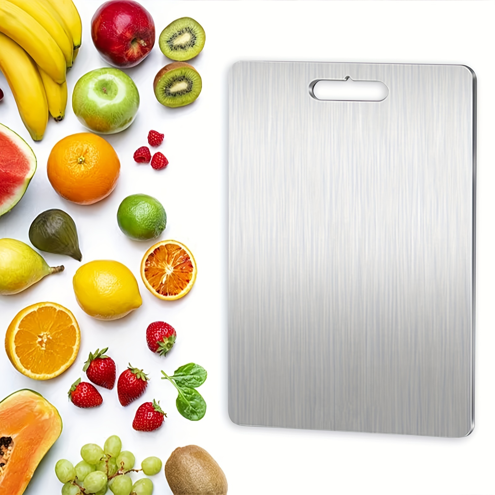 

Titanium Cutting Board - Stainless Steel Cutting Board For Kitchen 304 Chopping Board Food-grade For Meat Fruit Vegetables Dishwasher Safe Can Be Hung