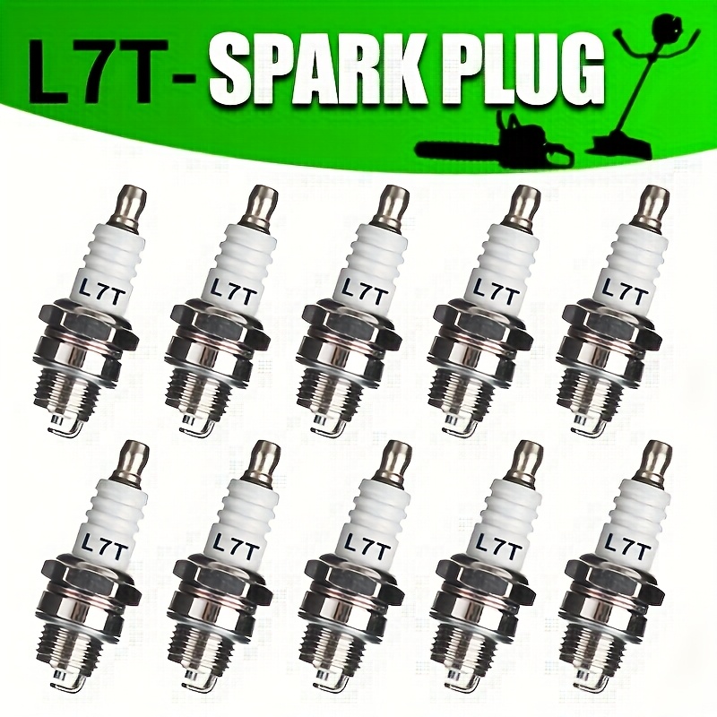 TEMU 10pcs L7t Spark Plugs - Durable Metal Ignition For 2-stroke Gas Chainsaws, Lawn Mowers, Leaf Blowers - High-performance Gardening Tool