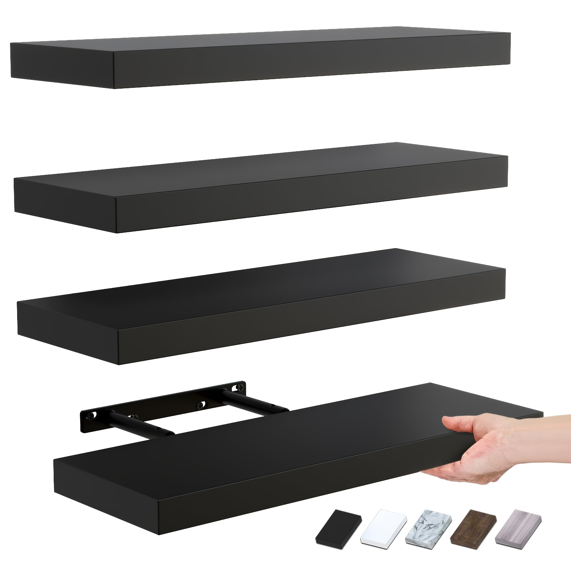 

4- Floating Shelves - Mounted Hanging For , , , Bathroom - Organizers Over , No Pipes, ≥3.2 Feet