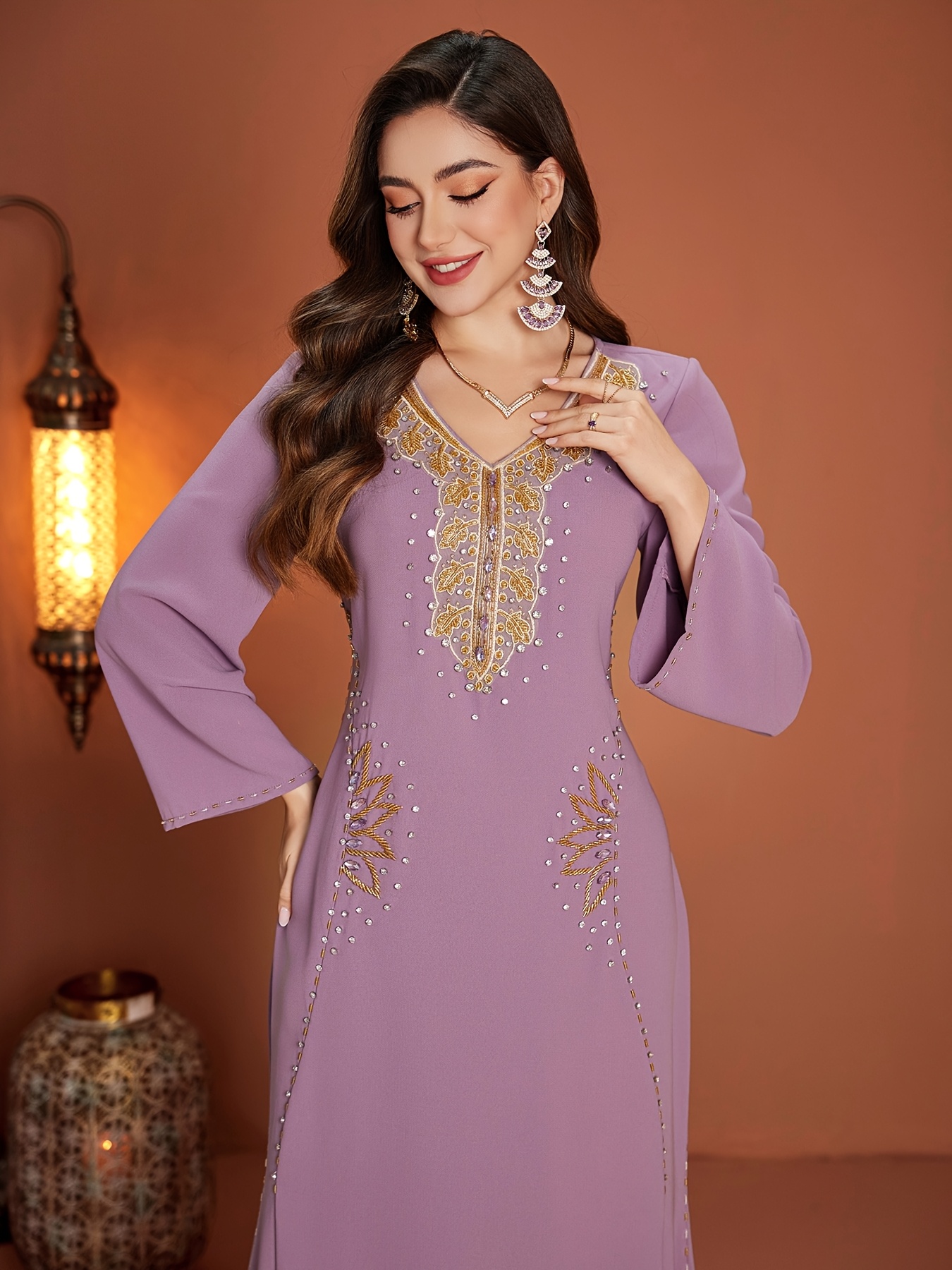 strapless open back dress Casual Light Purple Heavy Industry Rhinestone Phnom Penh Robe Middle E   Bling Dazzel