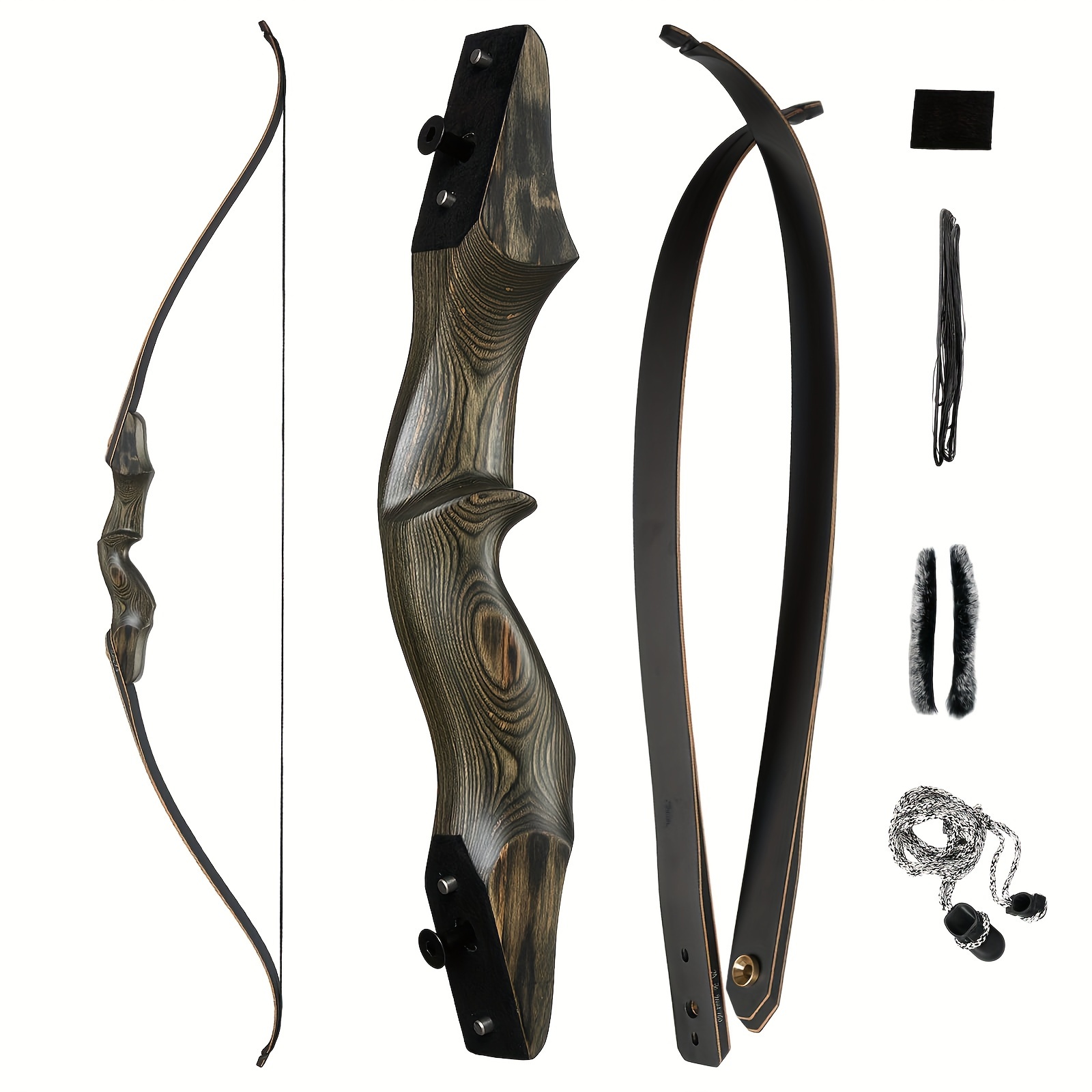 Arc Surwolf 60″ Bambou – Jeu De Flèches Carbone 30″ – Set Tir à L’arc Chasse