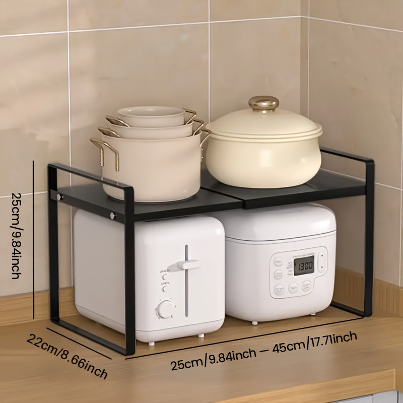TEMU Expandable And Height-adjustable Cabinet Organizer Rack, A Multi-tier Metal Storage Shelf For Kitchen, Pantry, Work Counter, And Sink