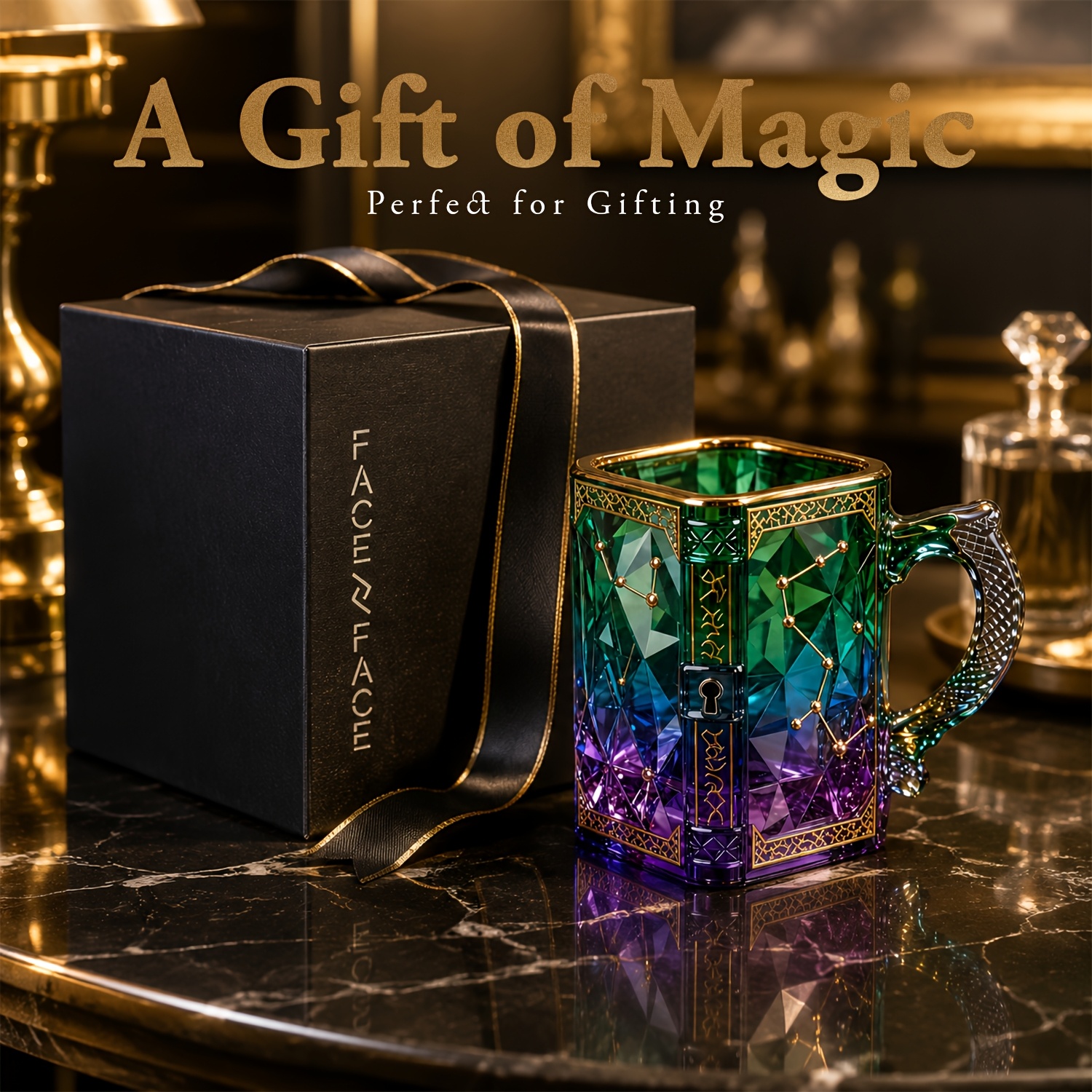 TEMU 1pc Gradient , Coffee Cup, Teacup - With Dragon Handle - Suitable For Home And Office Use, Retro Lock Lock | Halloween, Festival Gift | Game