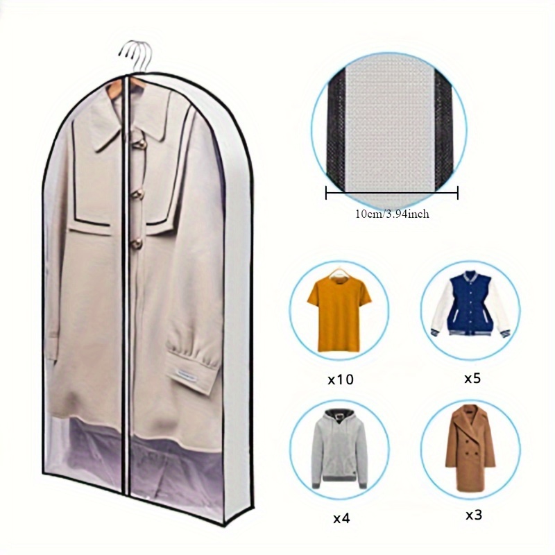 Sac Sous Vide Vetement 50 Garment Bags 3-Pack - Clear Moth Proof Clothing Covers With 4 Gussets For Closet Storage Moth Proof Suit Covers
