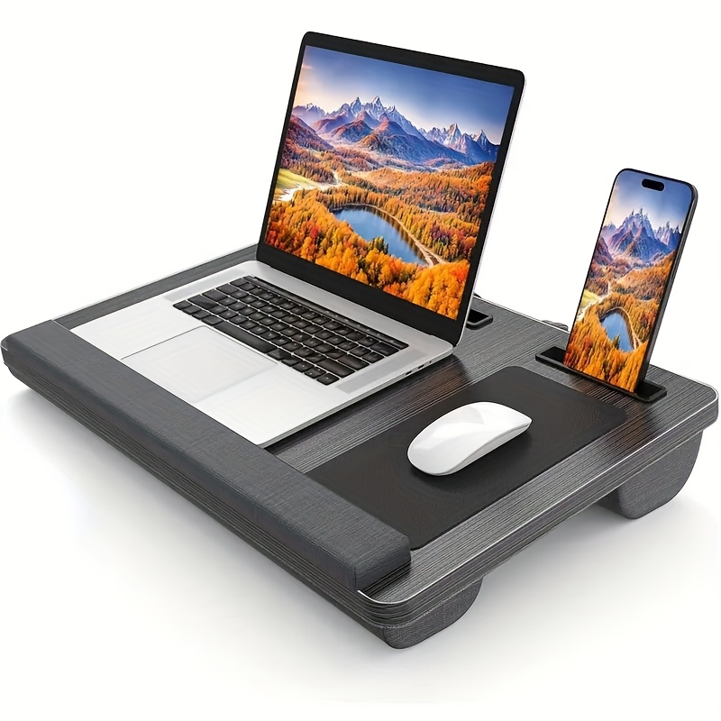 Image of Laptop Desk With , Laptop Lap Desk With Anti-slip Strip, Equipped With Wrist Rest, Mouse Pad, Tablet Phone Slot, And Easy-to-carry Handle, Suitable For Home Office, Bed, Sofa