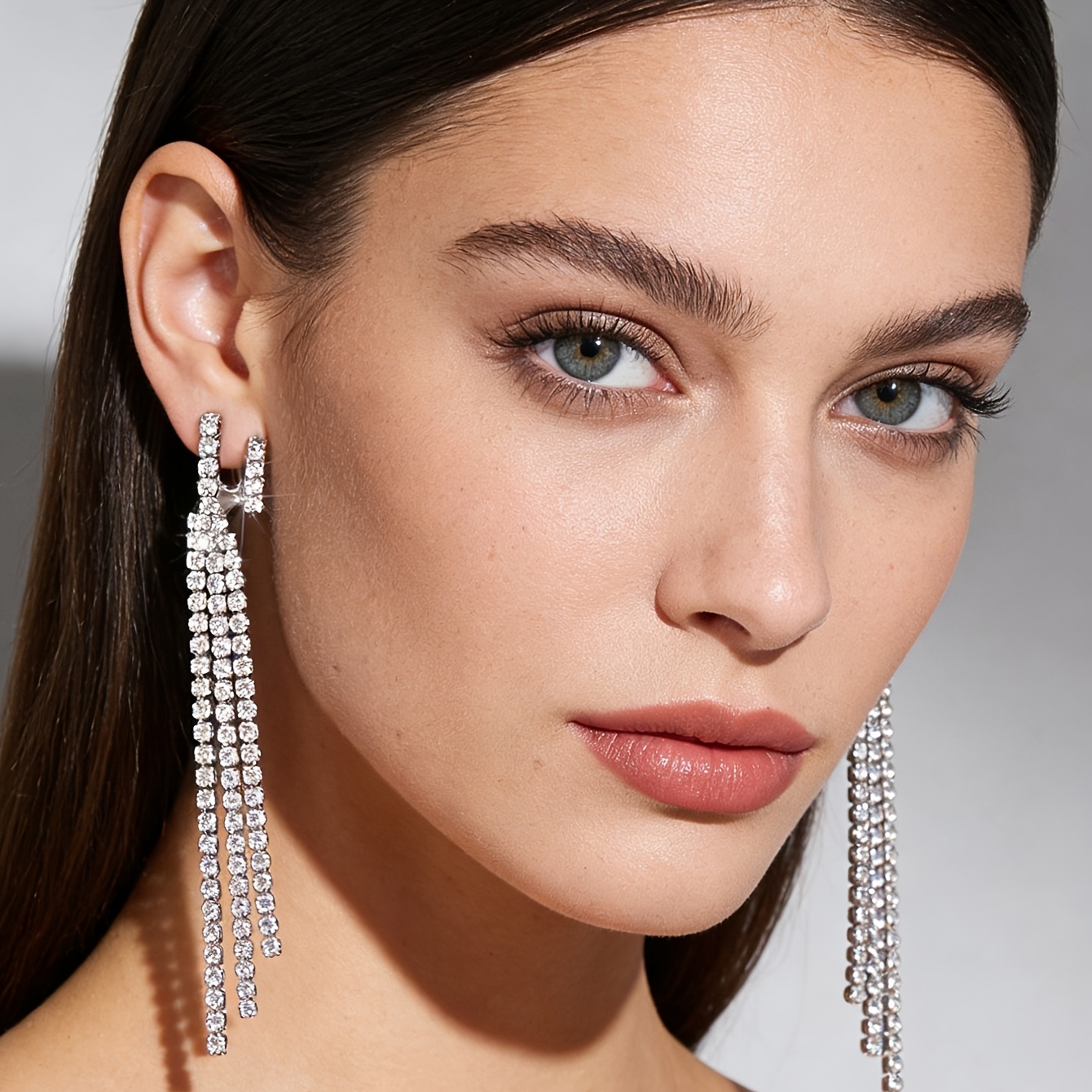 Women's Rhinestone Wing and Tassel Earrings