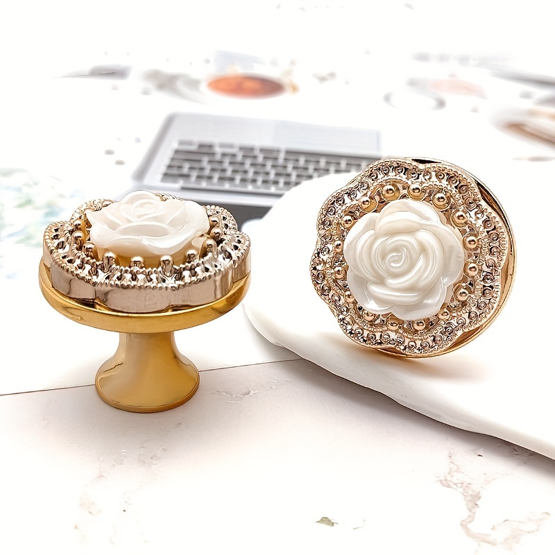 10pcs Golden Abs Elegant Floral Handles, 30x29mm - Includes 1" Screws For Kitchen Cabinets, Drawers & Wardrobes