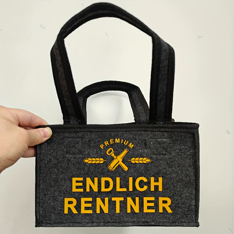 Image of German Felt Tote Bag, Storage Bag, Gift Bag, Used For Beer Storage -themed Parties. In German: Retired. Suitable As A Retirement Gift For Men