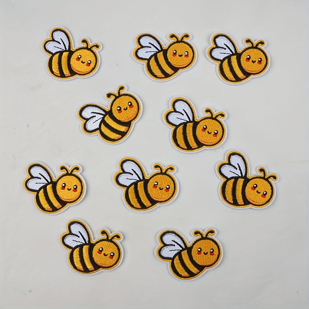 E-shop 5/10 Stück Niedliche Bienen-Stickerei-Patches - Entzückender Cartoon-Insekten-Stil, Aufbügler-/Aufnäher-Anstecknadeln für Kleidung, , Hüte und -