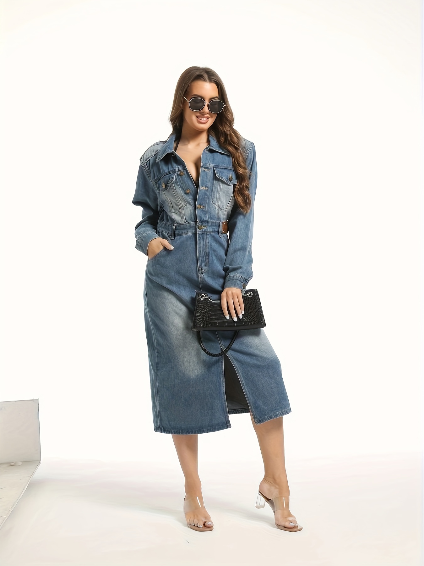 【BAON】Torom Half Open Denim Collar Long One Piece Levi's® Women's Otto Western Dress - Square Deal 2 | Levi's ID