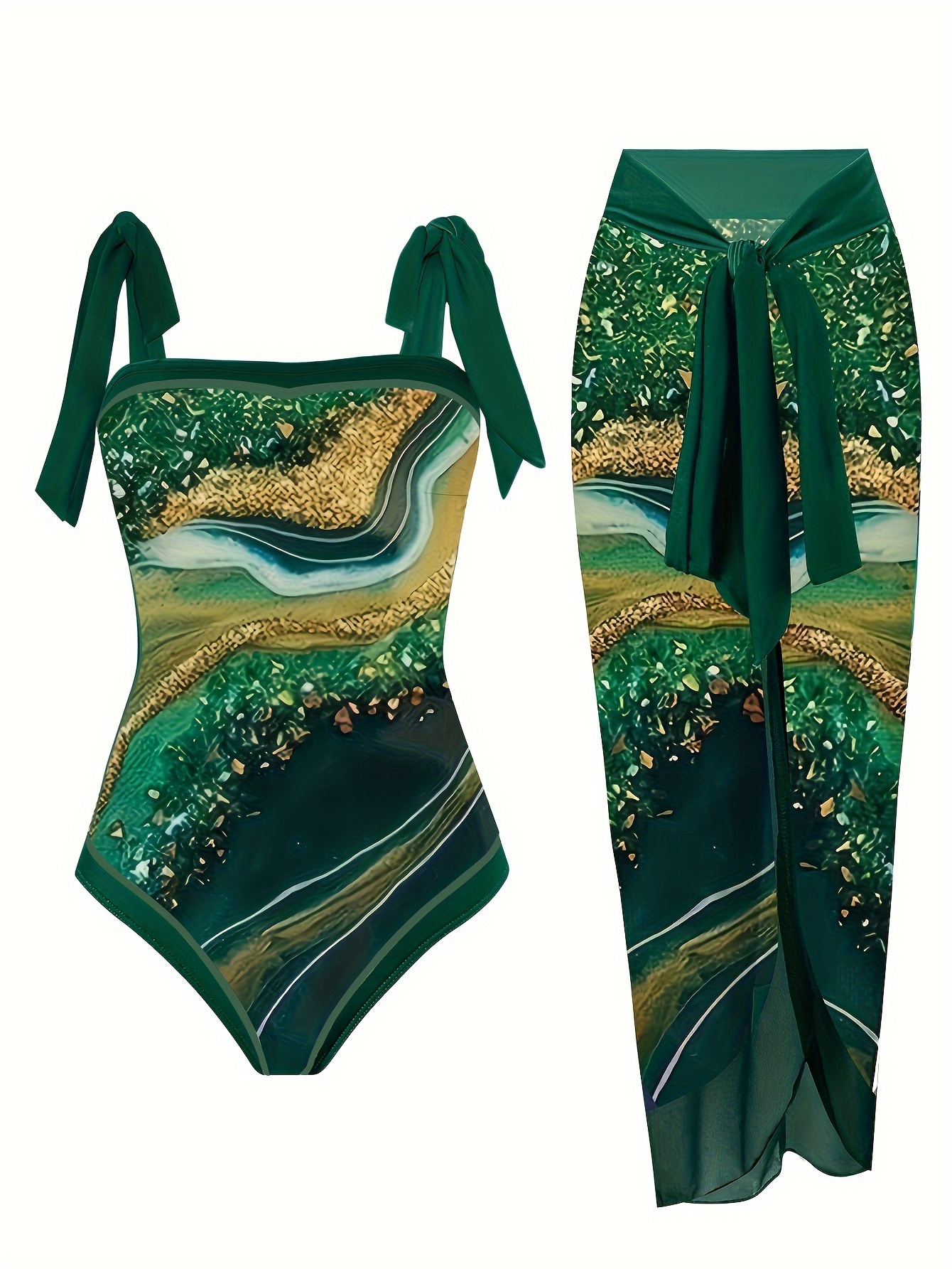 Women's Striped Two Piece Tankini Swimsuit, String Tie Side Bathing Suit,  Adjustable Straps Swimsuit
