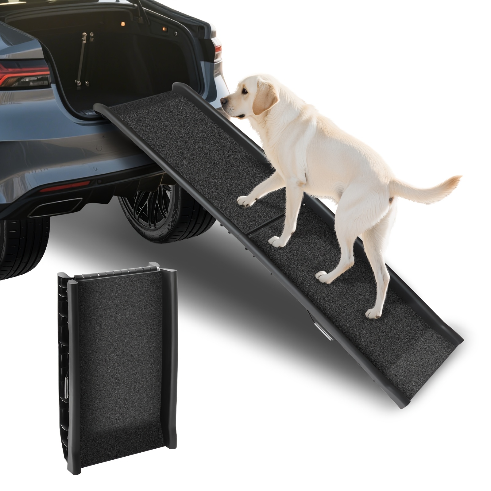TEMU Pet Ramp Anti Slip Dog Ramps Lightweight & Portable Plastic Dog Car Ramps Foldable Pets Ramp (black)