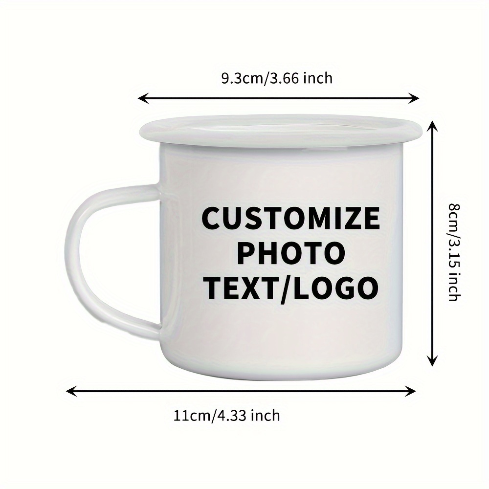 TEMU 2pcs Custom Enameled Coffee Mugs 11oz Thermal Transfer Personalized Your Text Photo Logo Camping Mugs Tea Set Metal Vintage Drinking Iron Mugs