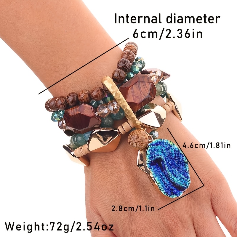 Women's Vintage Bohemian Multi-Layer Stacked Beaded Bracelet, Beach Gift