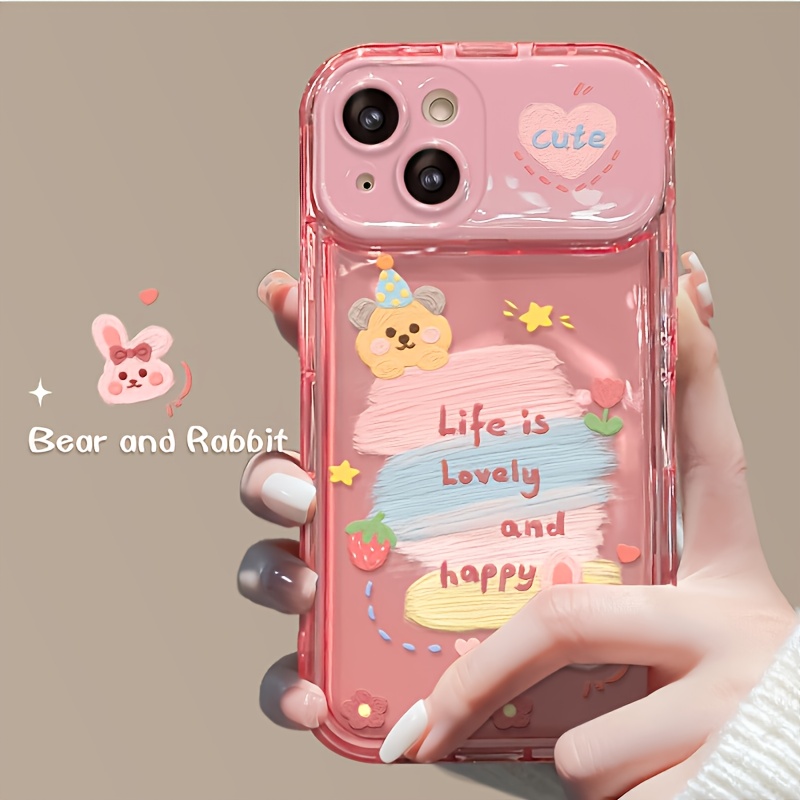 TEMU Phone Case - Fall Cute Bear Pattern Flip Mirror Phone Case, Suitable For Iphone 17/16/11/13/ Plus/15 Pro/15 Pro Max/12/14 Pro Max/xs/xr/11 Pro