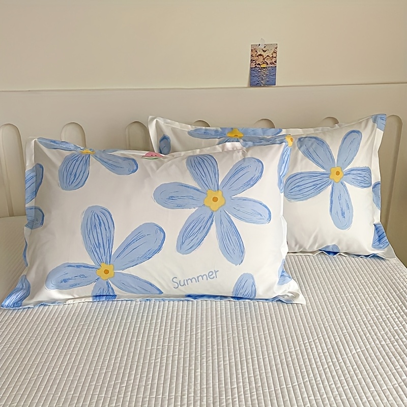 TEMU 2pcs Print Pillowcases (thin Style), 100% Polyester Large Floral Full Print Fleece Fabric, And Skin-friendly, Comfortable And Breathable,