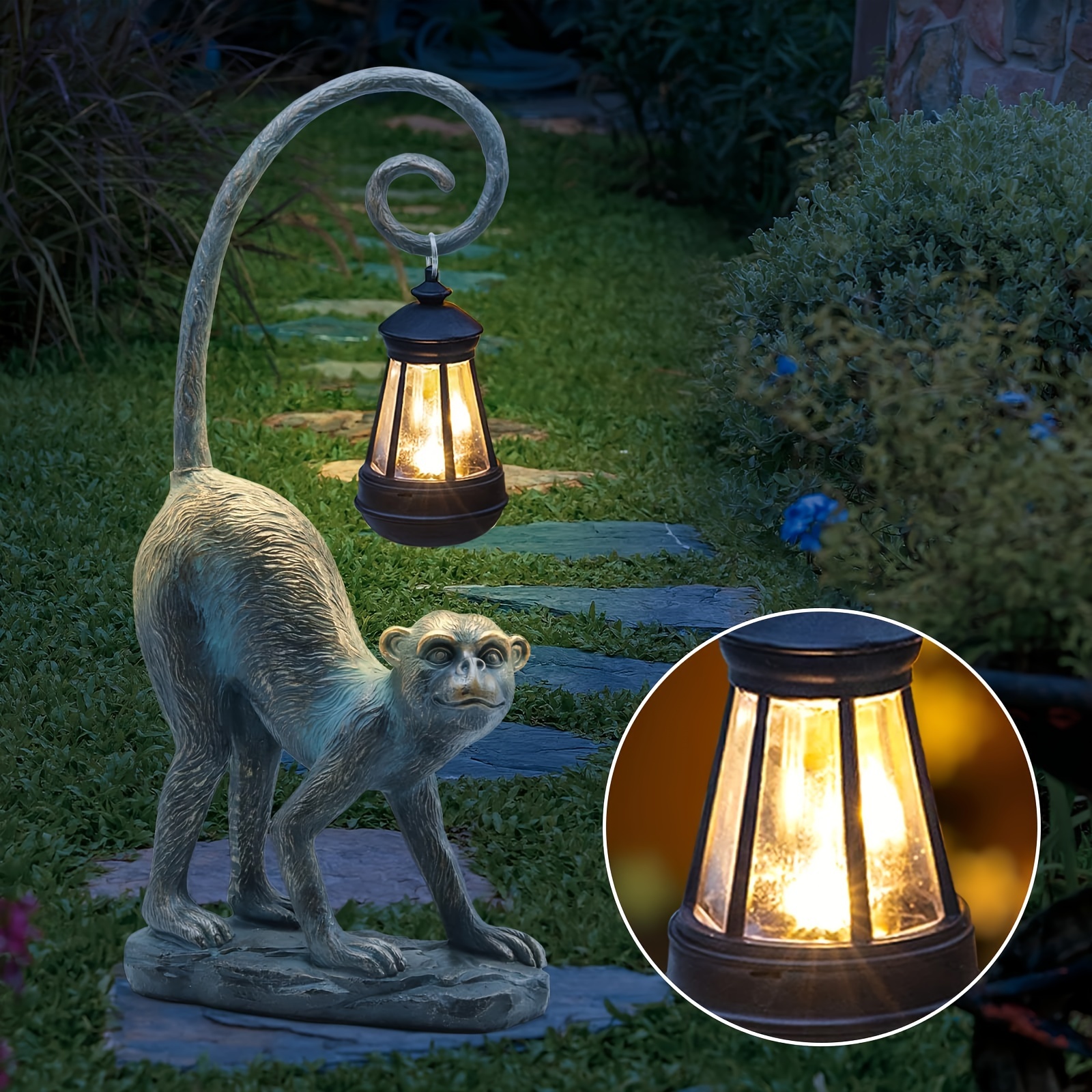 

Statues Decor For Patio, Porch, Home - Resin Monkey Statue With Solar Light - Whimsical Decor, Good Luck Gifts For Women, Unique Housewarming Gifts