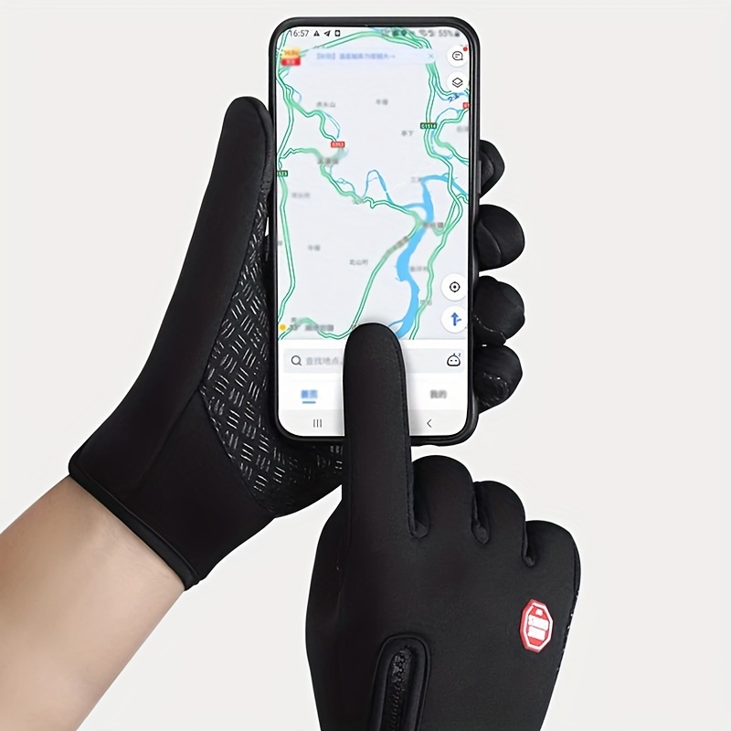 

1pair Touchscreen Waterproof Winter Gloves For Men And Women - Anti-slip Zipper Cycling, Hiking, And Outdoor Sports Gloves