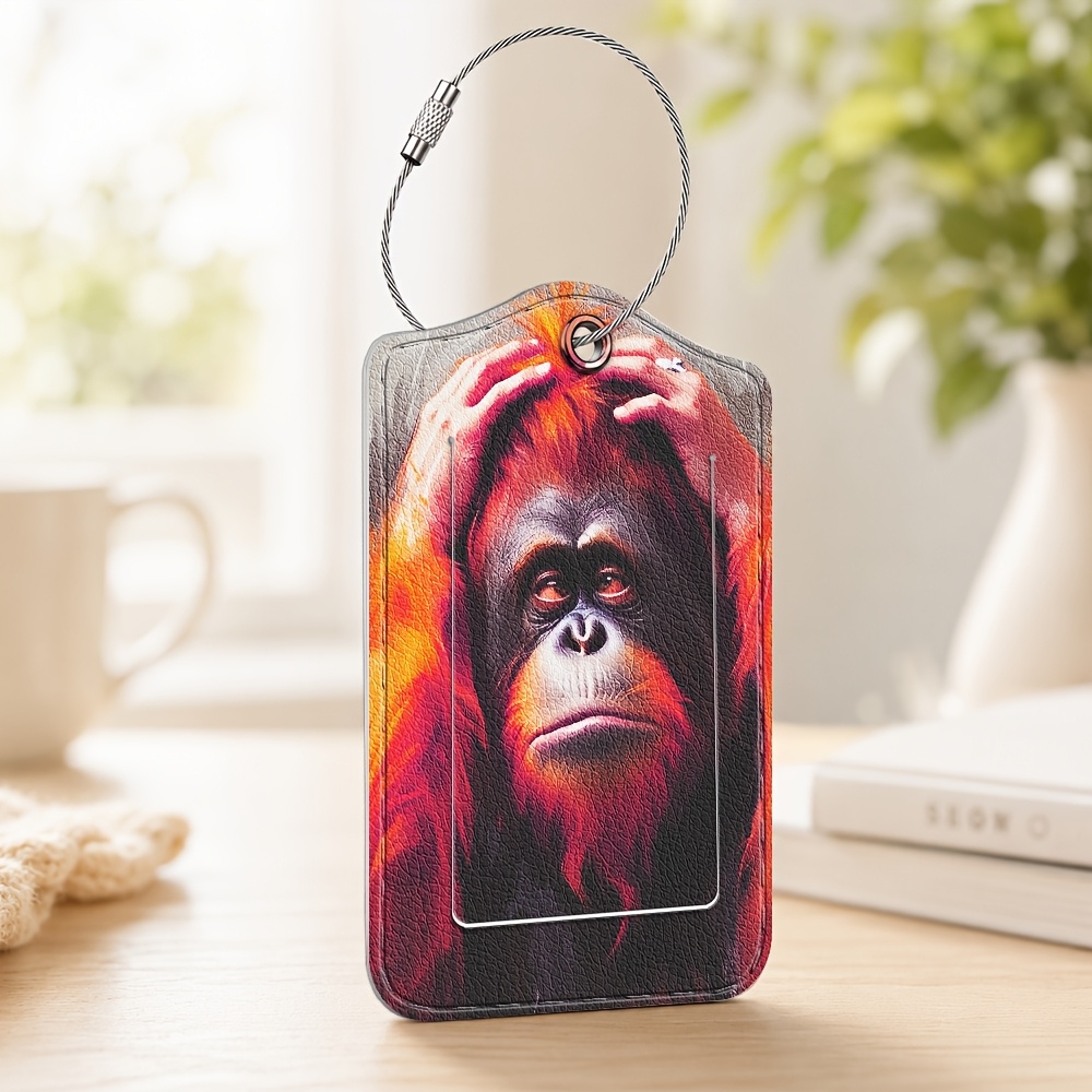 TEMU 1pc Baggage Tag, Premium Material, With Sturdy Stainless Steel Ring And Information Flap, Wear-resistant And, Suitable For Checked Bags,