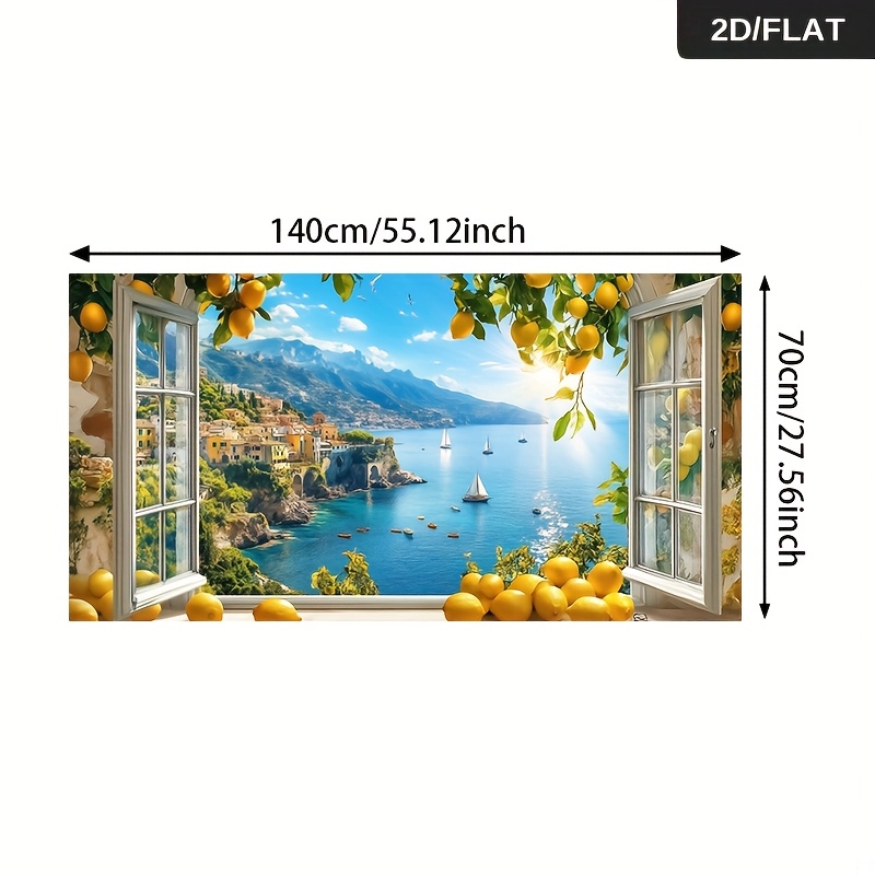 Image of 2d Flat, [2d Flat] 1pc 27.56*55.12in/70cm*140cm Frameless Modern Abstract Lemon Tree A Through An Print Art Wall Art Canvas Painting Art For Living Room Modern Canvas Poster Wall Decor For Living Room