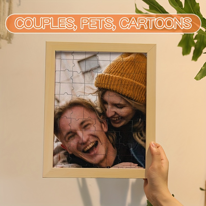 personalized photo puzzle frame customizable   gift for couples   high definition printing wooden frame   birthdays anniversaries and more details 4