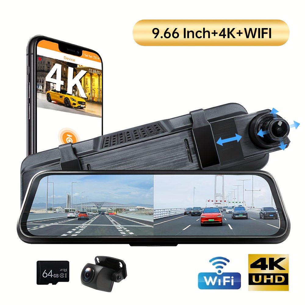 

9.66" 4k Cam , 2160p Hd For & Trucks, And Rear Cameras, , Assistance, Included 64gb