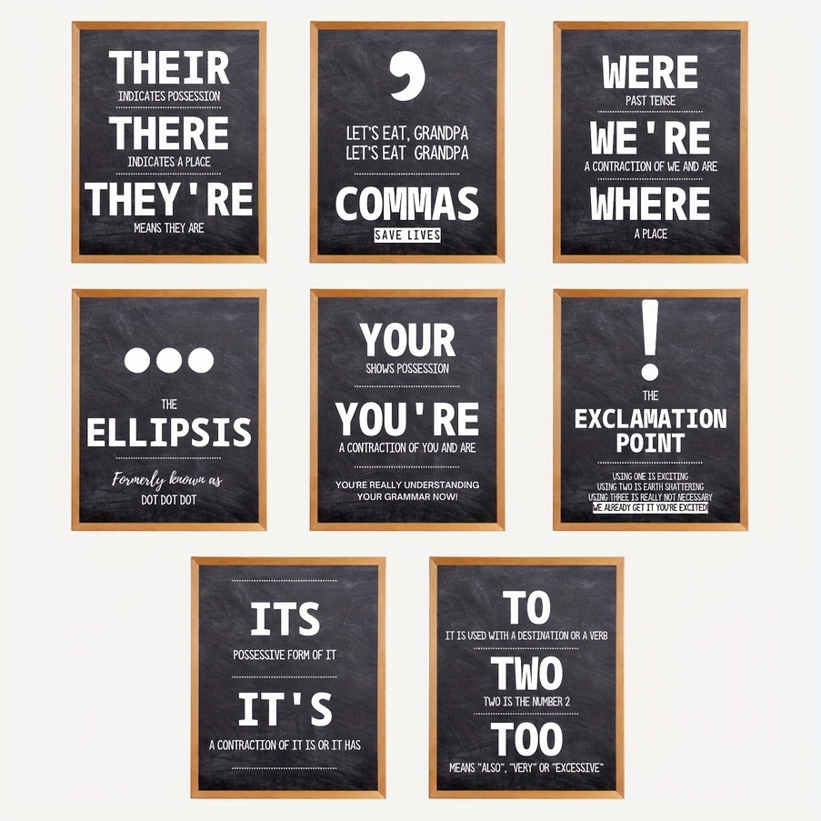print painting english grammar   rules poster set homophones word   educational wall art chalkboard style classroom office study decor unframed   room decor