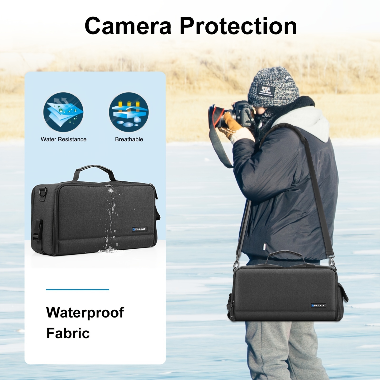 

Portable Camera Crossbody Shoulder Bag Digital Storage Lens Bag (black)