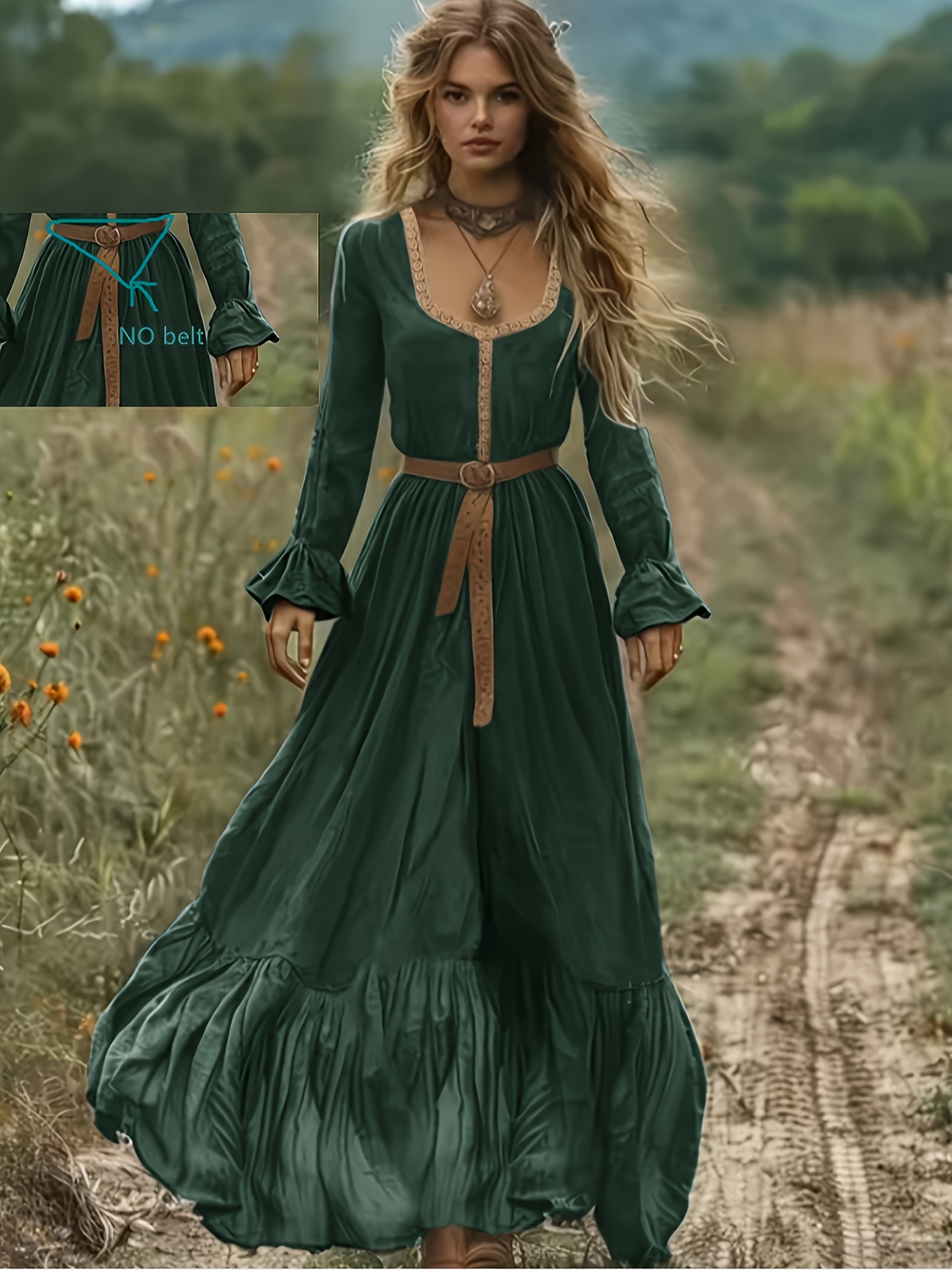 womens linen bohemian solid color casual easy long dress - Temu