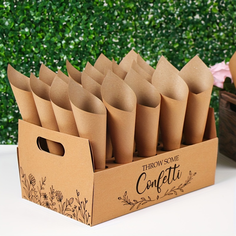 

Elegant Confetti Cone Holder Box For Weddings & Parties - Perfect Gift Stand Tray, Durable Paper Construction, Suitable For Ages 14+