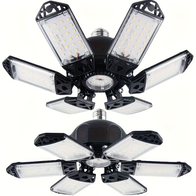 TEMU 2pack Led Garage Lights , 2000lm Led Garage Ceiling Light Bulb, 6500k Led Shop Work Light Lamp With 6 Deformable Panels, Screw In E26/e27 Socket