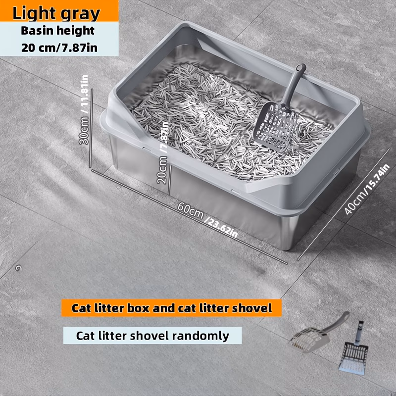 extra large stainless steel cat litter box with random scoop heavy duty easy to clean multiple sizes for indoor outdoor use durable rectangular litter pan for all sleek pet accessory household Product details 2